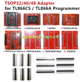 8pcs/lot Original Adapters TSOP32 TSOP40 TSOP48 SOP44 SOP56 Adapter kit for MiniPro TL866 TL866A TL866CS Universal Programmer
8pcs/lot Original Adapters TSOP32 TSOP40 TSOP48 SOP44 SOP56 Adapter kit for MiniPro TL866 TL866A TL866CS Universal Programmer
