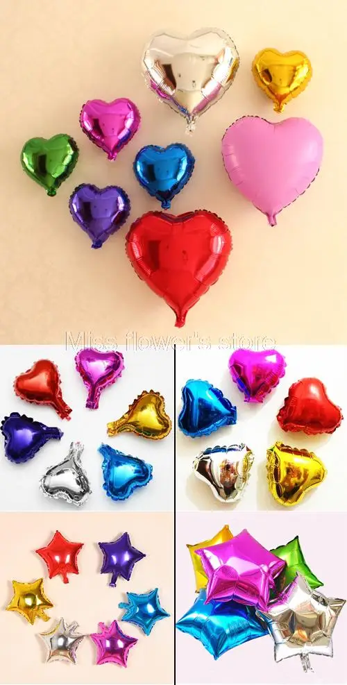 1 PCS 10 Inch Heart Star Foil Balloons For Wedding Birthday Party Engagement Decoration Supplies | Дом и сад