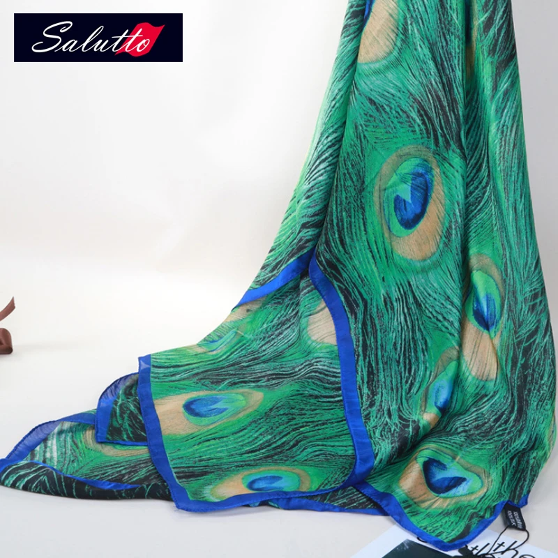 Luxury Large Scarf Women Peacock feather printed silk Feeling scarf shawl 2018 fashion design Polyester chiffon Sun protection 
Luxury Large Scarf Women Peacock feather printed silk Feeling scarf shawl 2018 fashion design Polyester chiffon Sun protection
