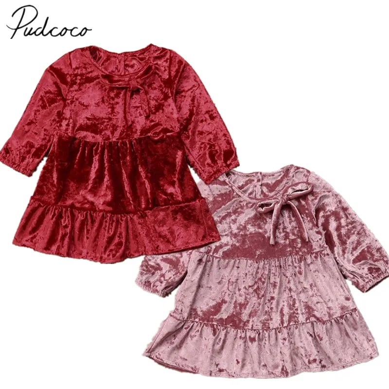 2018 Brand New Christmas Party Princess Toddler Baby Girl Dress Longsleeve Ruffles Bow Velvet Solid Knee-Length Retro Dress 1-5Y
2018 Brand New Christmas Party Princess Toddler Baby Girl Dress Longsleeve Ruffles Bow Velvet Solid Knee-Length Retro Dress 1-5Y