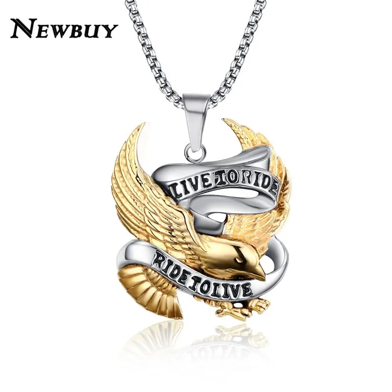 NEWBUY Stainless Steel Eagle Pendant Necklace For Men LIVE TO RIDE Link Chain Necklace Male Punk Jewelry Dropship USA
NEWBUY Stainless Steel Eagle Pendant Necklace For Men LIVE TO RIDE Link Chain Necklace Male Punk Jewelry Dropship USA