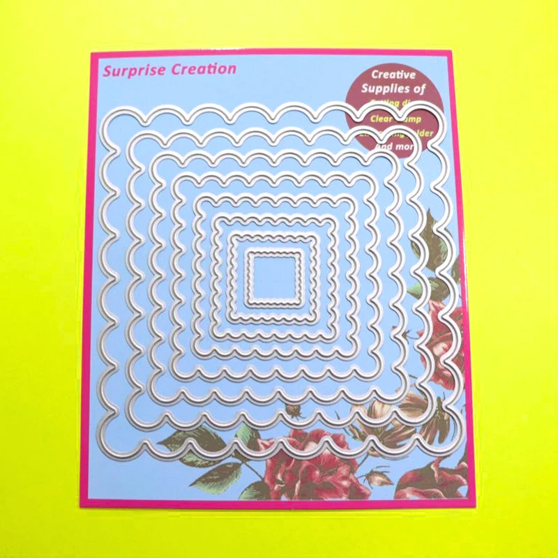 Surprise Creation Cutting dies 8-Piece Basic Square Scallop Scrapbook Cardmaking DIY Craft Metal Stencil
Surprise Creation Cutting dies 8-Piece Basic Square Scallop Scrapbook Cardmaking DIY Craft Metal Stencil