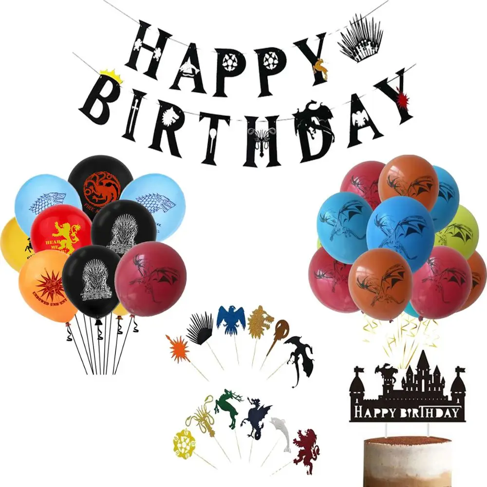Game of Thrones Banner Flags Balloons Stark Dragon Fans Cake Toppers Picks GOT Cupcake Topper Adult Happy Birthday Party Favors
Game of Thrones Banner Flags Balloons Stark Dragon Fans Cake Toppers Picks GOT Cupcake Topper Adult Happy Birthday Party Favors