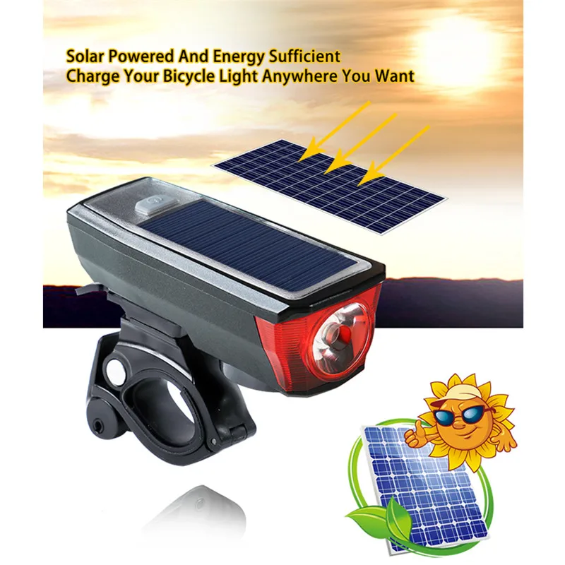 Solar Power Bike Light Set Waterproof 350 Lumen Bicycle Bell Light LED USB Rechargeable Lamp Front Headlights Bike Light
Solar Power Bike Light Set Waterproof 350 Lumen Bicycle Bell Light LED USB Rechargeable Lamp Front Headlights Bike Light