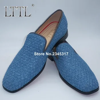 LTTL Blue Weave Pattern Canvas Shoes Fabric Men Loafers Handmade Slip On Dress Shoes Casual Men's Flats Man Loafer Shoes
LTTL Blue Weave Pattern Canvas Shoes Fabric Men Loafers Handmade Slip On Dress Shoes Casual Men's Flats Man Loafer Shoes