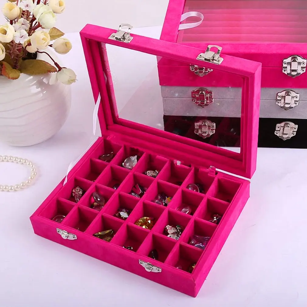 24 Slots Velvet Jewelry Rings Display Box Jewelry Tray Holder Casket Storage Organizer Earrings Ring Storage Box With Mirror
24 Slots Velvet Jewelry Rings Display Box Jewelry Tray Holder Casket Storage Organizer Earrings Ring Storage Box With Mirror