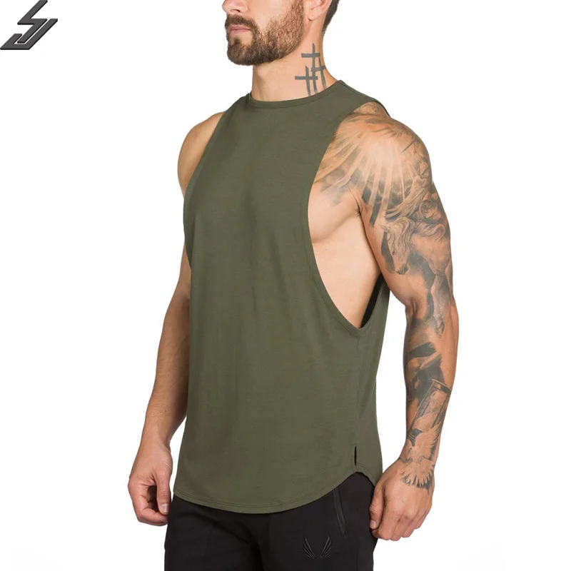 Image SJ 2017 Brand mens t shirts Summer Cotton Slim Fit Men Tank Tops Clothing Bodybuilding Undershirt Golds Fitness tops tees