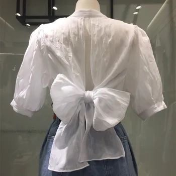Women Sexy Thin Transparent Backless Bow White Shirt 2019 Summer Short Sleeve Loose Blouse
Women Sexy Thin Transparent Backless Bow White Shirt 2019 Summer Short Sleeve Loose Blouse