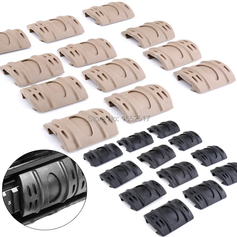 FIRE WOLF 12 Pcs New Tactical Weaver/ Picatinny Black Khaki Rubber Handguard Quad Rail Covers