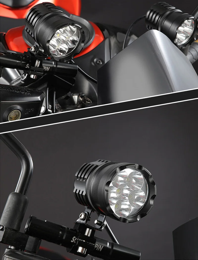 Newest 2PCS 60W Motorcycle headlights auxiliary lamp led motorbike spotlight accessories 12V Moto spot head lights (6)