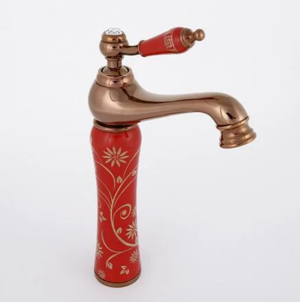 Vidric European antique hot and cold faucet ceramic basin faucet gold - plated art basin mixer tap rose gold faucet deck mounted
Vidric European antique hot and cold faucet ceramic basin faucet gold - plated art basin mixer tap rose gold faucet deck mounted