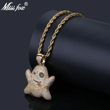 MISSFOX Hip Hop Nightmare Before Christmas Ghost Gold Pendant Necklace 24K Gold Plated AAA Cubic Zirconia Long Necklace Chain
MISSFOX Hip Hop Nightmare Before Christmas Ghost Gold Pendant Necklace 24K Gold Plated AAA Cubic Zirconia Long Necklace Chain