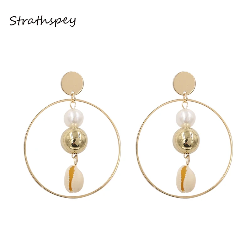 STRATHSPEY Geometric Conch Shell Drop Earrings For Women Gold Color Pearl Earring Hoop Seashell Earing Seach Jewelry
STRATHSPEY Geometric Conch Shell Drop Earrings For Women Gold Color Pearl Earring Hoop Seashell Earing Seach Jewelry