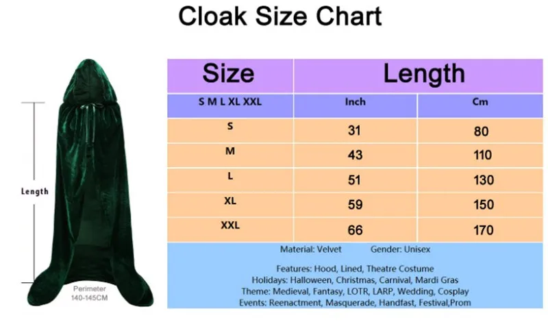 Coldker Halloween Costume Unisex Cosplay Death Cape Long Hooded Cloak Wizard Witch Medieval S-xl Black White Red Coffee Blue 10 Coldker Halloween Costume Unisex Cosplay Death Cape Long Hooded Cloak Wizard Witch Medieval S-xl Black White Red Coffee Blue -Zentai shop online