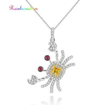 Rainbamabom Romantic Cute 925 Sterling Silver Citrine Gemstone White Gold Crab Animal Pendant Necklace Women Jewelry Wholesale
Rainbamabom Romantic Cute 925 Sterling Silver Citrine Gemstone White Gold Crab Animal Pendant Necklace Women Jewelry Wholesale
