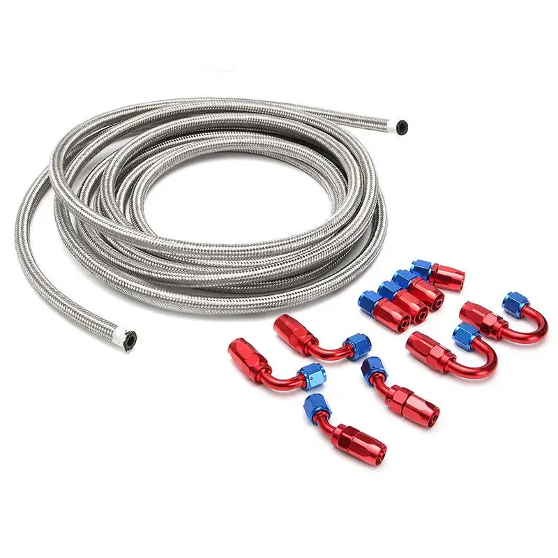 11-piece Set Multifunction 6 Meters Silver AN6-6AN Stainless Steel Braided Hose + Swivel Fitting Kit Accessories
11-piece Set Multifunction 6 Meters Silver AN6-6AN Stainless Steel Braided Hose + Swivel Fitting Kit Accessories