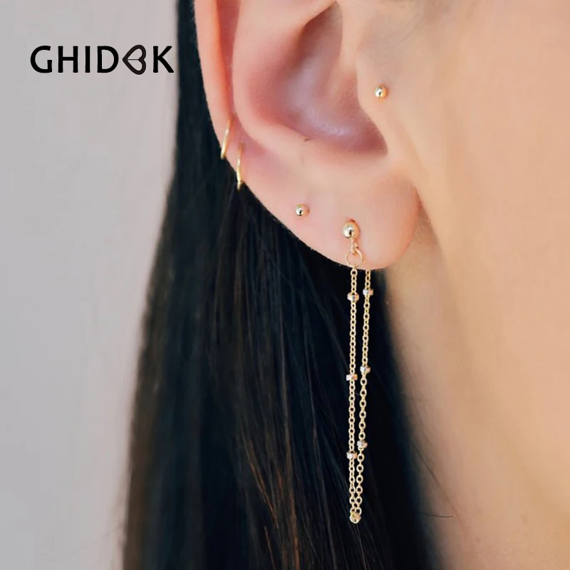GHIDBK 2018 New Simple Tiny Beaded Chain Ear Jacket Earrings for Women 4mm Ball Ear Cuff Earrings Minimalist Thin Chain Earrings
GHIDBK 2018 New Simple Tiny Beaded Chain Ear Jacket Earrings for Women 4mm Ball Ear Cuff Earrings Minimalist Thin Chain Earrings