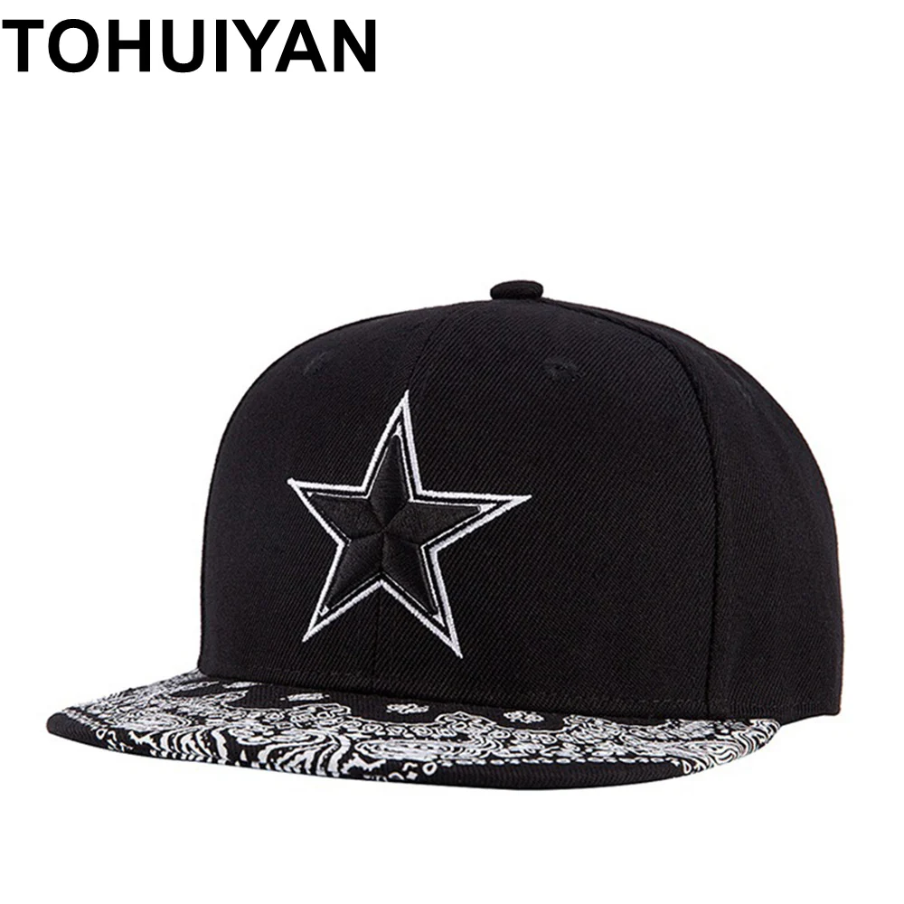 TOHUIYAN Mens Star Embroidery Snapback Hat Street Dancing Hip Hop Caps Flat Visor Adjustable Baseball Cap Brand Women Casual Hat
TOHUIYAN Mens Star Embroidery Snapback Hat Street Dancing Hip Hop Caps Flat Visor Adjustable Baseball Cap Brand Women Casual Hat