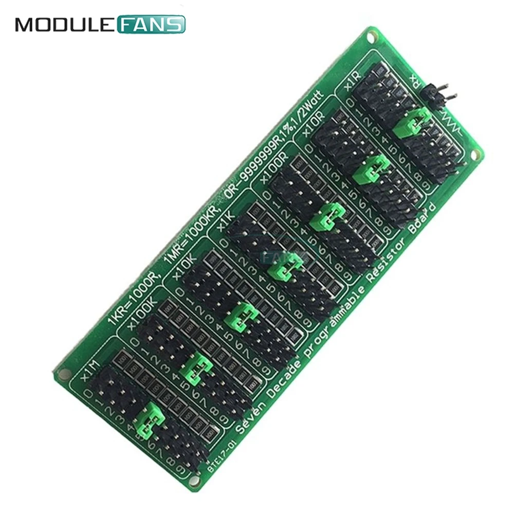 200v Seven Decade Programmable Resistor Resistance Board Module 1R - 9999999R Step 1R 1% 1/2 Watt jumper caps
200v Seven Decade Programmable Resistor Resistance Board Module 1R - 9999999R Step 1R 1% 1/2 Watt jumper caps