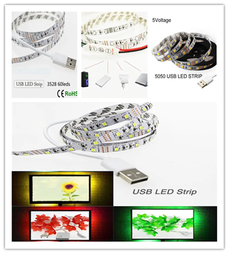 Светодиодная лента Usb 1. 0 1M6 0led s TV Background/indoor/oudoor Light ing DIY декоративная лампа 5 в USB