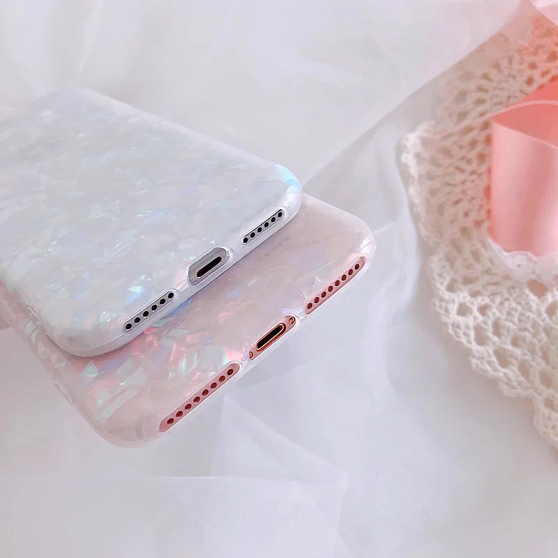 LUDI Half-transparent Glitter Conch Shell Phone Case For iphone 6S Case For iphone X 6 7 8 Plus Phone Bag Lovely Funny Coque 4