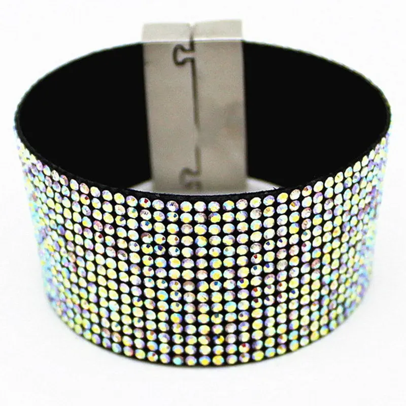 AB Crystal Leather Bracelet Wholesale Fashion Cuff Bracelets, Diamante Women bracelets, Micro Pave CZ Woven Belt+Magnetic Clasp
AB Crystal Leather Bracelet Wholesale Fashion Cuff Bracelets, Diamante Women bracelets, Micro Pave CZ Woven Belt+Magnetic Clasp