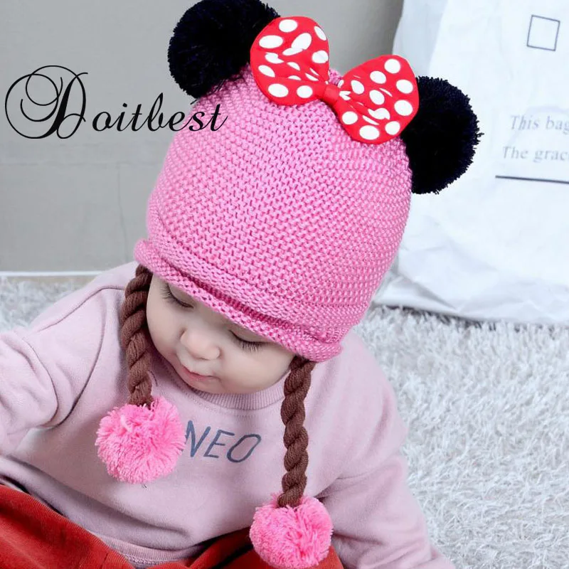 Doitbest Two wigs wool Winter hats Baby Child knitted hat Bowknot fur ball kids girls Earflap Caps for 6 months to 2 years old
Doitbest Two wigs wool Winter hats Baby Child knitted hat Bowknot fur ball kids girls Earflap Caps for 6 months to 2 years old