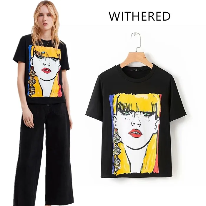 Withered 2019 t-shirt women england style cotton england style short print t shirt women tops
Withered 2019 t-shirt women england style cotton england style short print t shirt women tops
