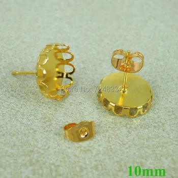 10mm Blank Earrings Settings Bases Round Bezel Stud Earrings Post w/ Stopper Back Earring Findings Golden tone Plated Wholesale
10mm Blank Earrings Settings Bases Round Bezel Stud Earrings Post w/ Stopper Back Earring Findings Golden tone Plated Wholesale