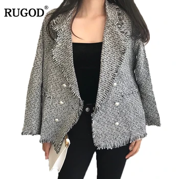 RUGOD New Pearl Button Pockets Tassel Jacket Women Autumn Jacket for Office Lady Elegant Double Breasted Long Sleeve Short Coat
RUGOD New Pearl Button Pockets Tassel Jacket Women Autumn Jacket for Office Lady Elegant Double Breasted Long Sleeve Short Coat