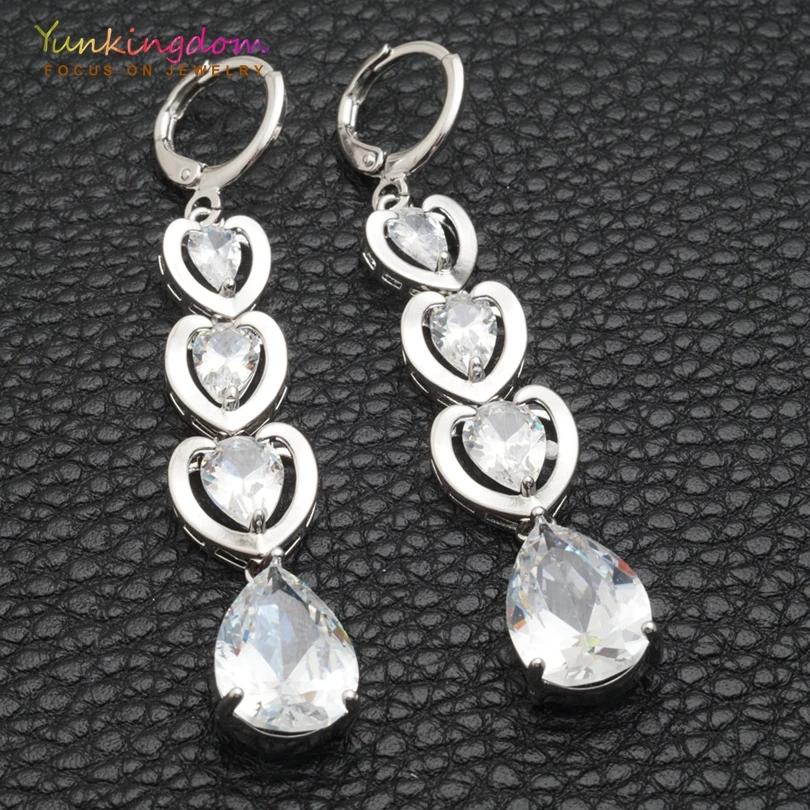 Yunkingdom engagement wedding white crystal zircon drop earrings for women luxury water drop jewelry long dangle earring
Yunkingdom engagement wedding white crystal zircon drop earrings for women luxury water drop jewelry long dangle earring