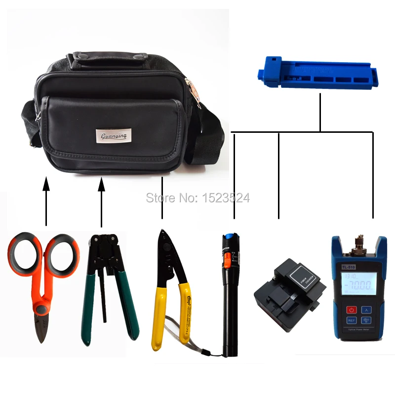 8 in 1 FTTH Assembly Fiber Optic Tool Kit with High Quality Fiber Cleaver Optical Power Meter and Visual Fault Locator 10mw
8 in 1 FTTH Assembly Fiber Optic Tool Kit with High Quality Fiber Cleaver Optical Power Meter and Visual Fault Locator 10mw