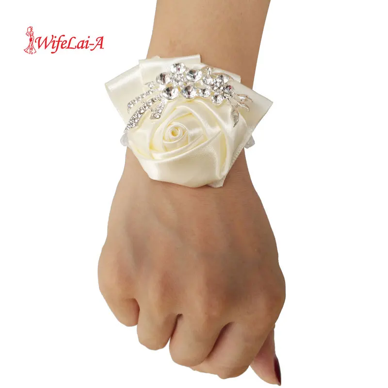 In Stock Ivory silk hand flowers Brooch Wedding Wrist Band Flowers Diamond Bling Wrist Corages Decor Bridal Prom SW001
In Stock Ivory silk hand flowers Brooch Wedding Wrist Band Flowers Diamond Bling Wrist Corages Decor Bridal Prom SW001