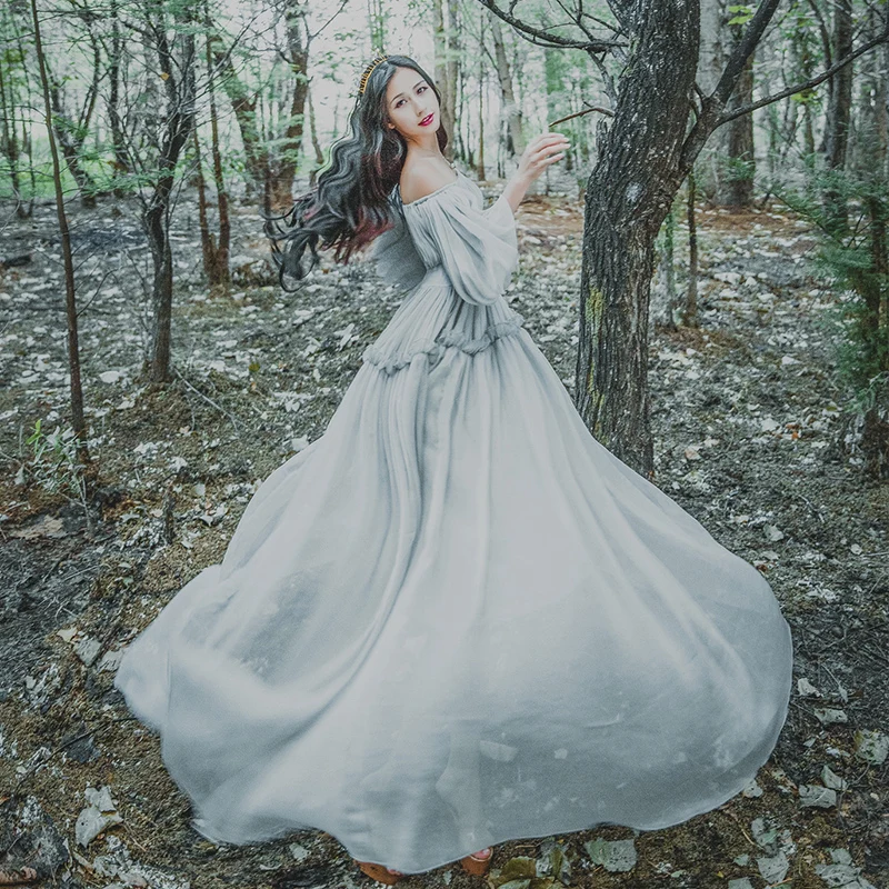 2017 Spring New Original Design Vintage Off Shoulder Lantern Sleeve Gray Chiffon Long Dress Women's Holiday Beach Dresses
2017 Spring New Original Design Vintage Off Shoulder Lantern Sleeve Gray Chiffon Long Dress Women's Holiday Beach Dresses