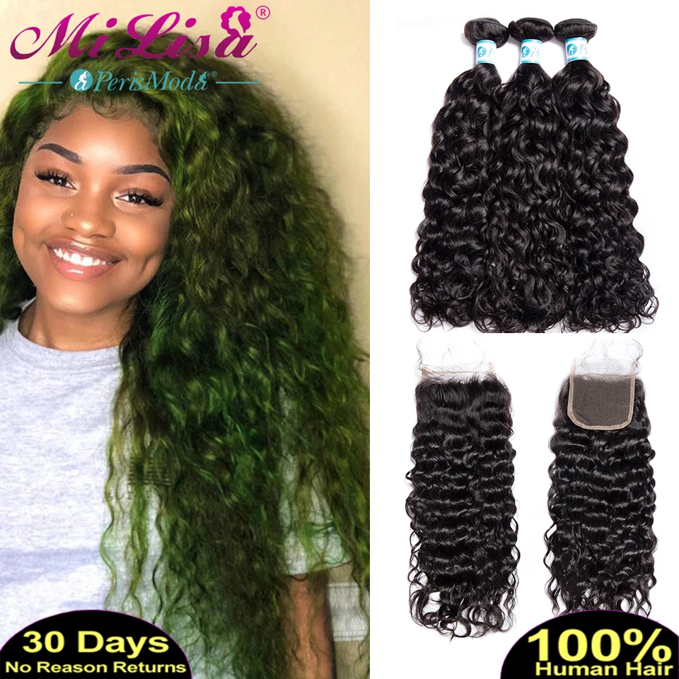 Water Wave Bundles With Closure Brazilian Hair Weave Bundle Remy Human Hair 4 / 3 Bundles With Lace Closure Mi Lisa 8A Perismoda
Water Wave Bundles With Closure Brazilian Hair Weave Bundle Remy Human Hair 4 / 3 Bundles With Lace Closure Mi Lisa 8A Perismoda