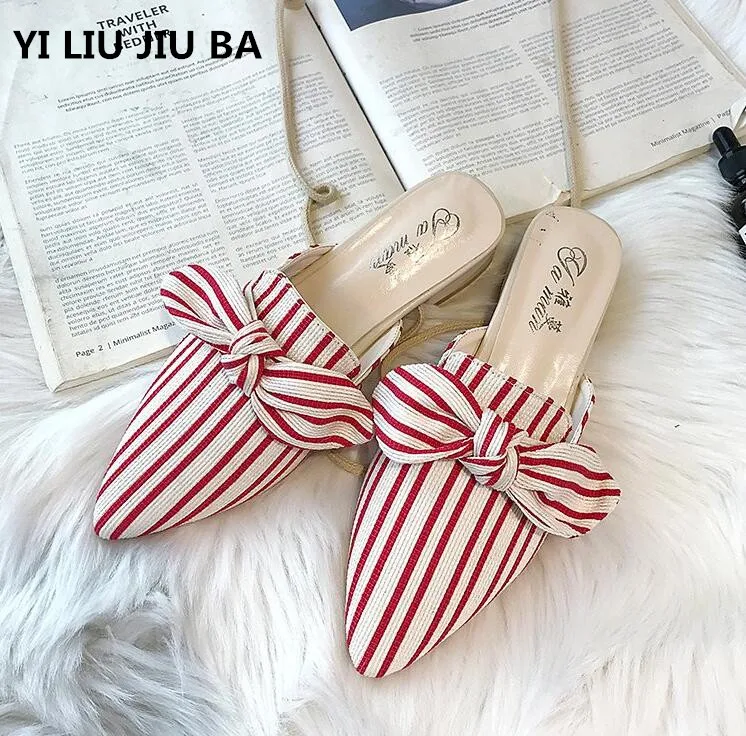 New Designer Women Slippers 2019 Summer stripe Pointed toe mid heel bow Women Sandals Square Heel women shoes slippers **122
New Designer Women Slippers 2019 Summer stripe Pointed toe mid heel bow Women Sandals Square Heel women shoes slippers **122