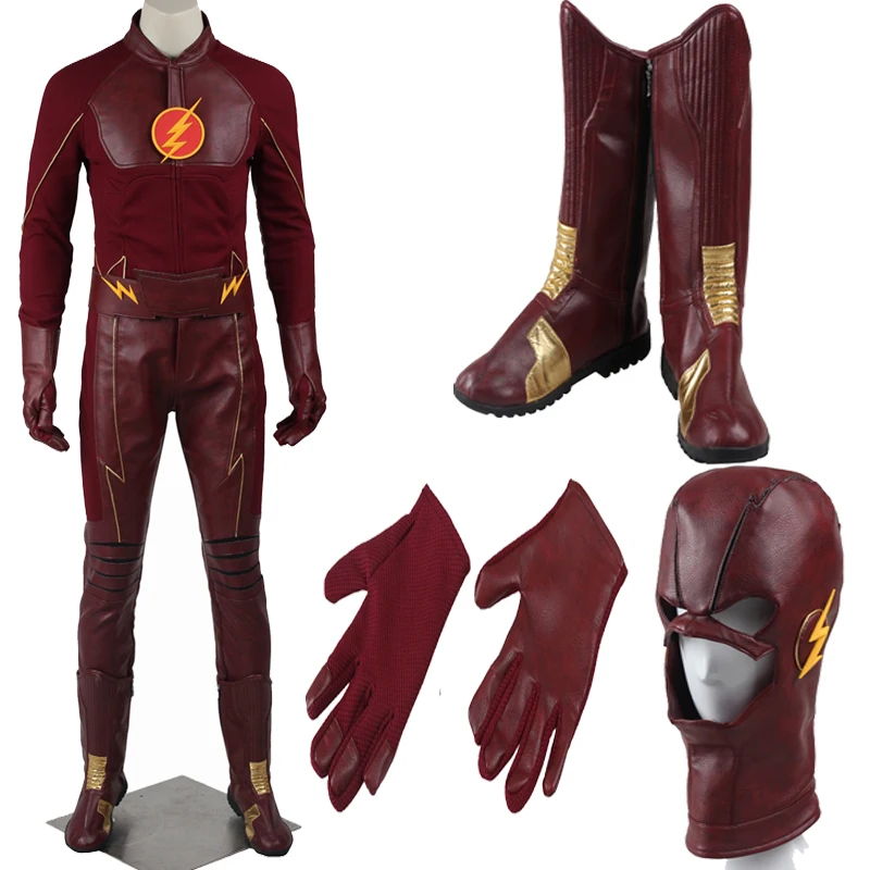 2016 The Flash Cosplay Costume With Boots Men's Costume Barry Allen Superhero Costume Halloween Outfit Adult Men Suit
2016 The Flash Cosplay Costume With Boots Men's Costume Barry Allen Superhero Costume Halloween Outfit Adult Men Suit