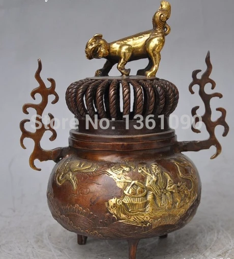 xd 001086 8" Chinese bronze copper gilt foo fu dog Immortal incense burner censer statue
xd 001086 8" Chinese bronze copper gilt foo fu dog Immortal incense burner censer statue