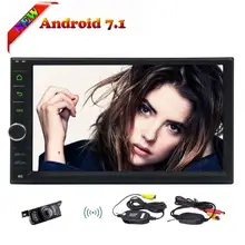Android 7 стерео навигатор в тире автомобиля Радио FM RDS Bluetooth, Wi-Fi GPS навигации бесплатная Беспроводной резервного копирования Камера Дистанционное управление