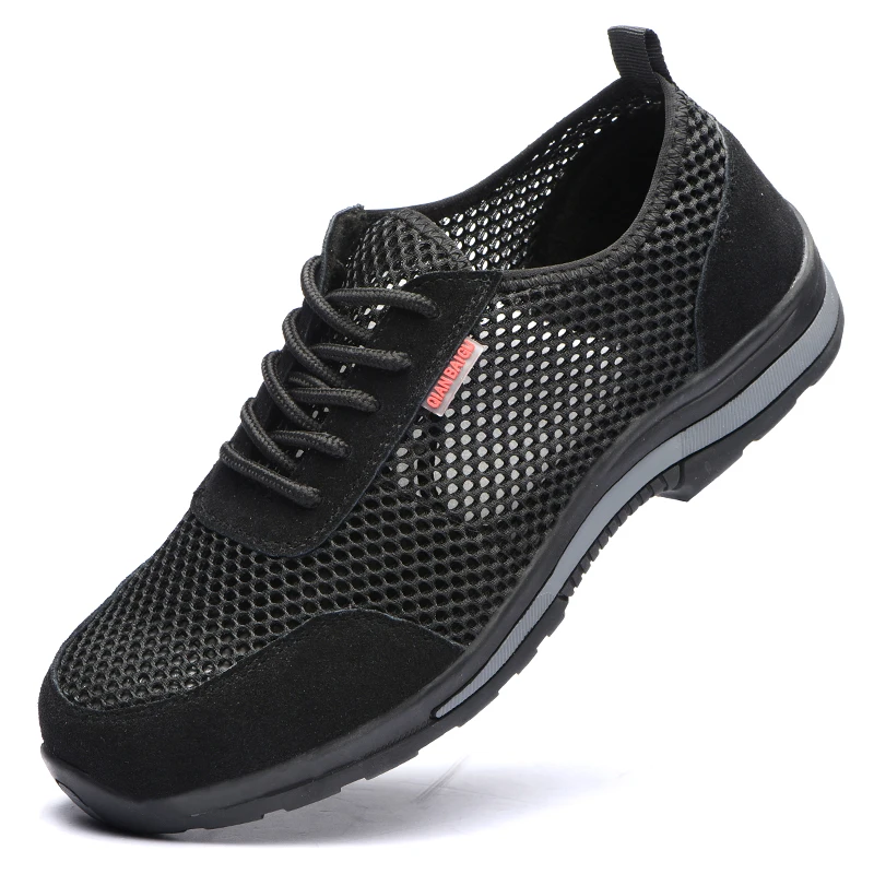 Ботинки мужские дышащие со стальным носком рабочая защитная обувь черные