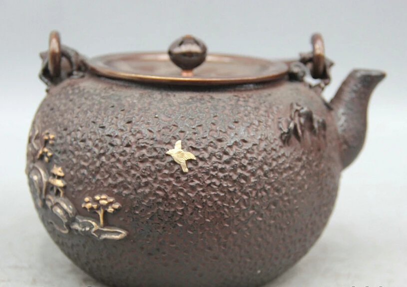 Elegant old S6051 9" Archaic Japanese Iron Silver Scenery Portable Kettle Wine Tea Pot Flagon A0403
Elegant old S6051 9" Archaic Japanese Iron Silver Scenery Portable Kettle Wine Tea Pot Flagon A0403