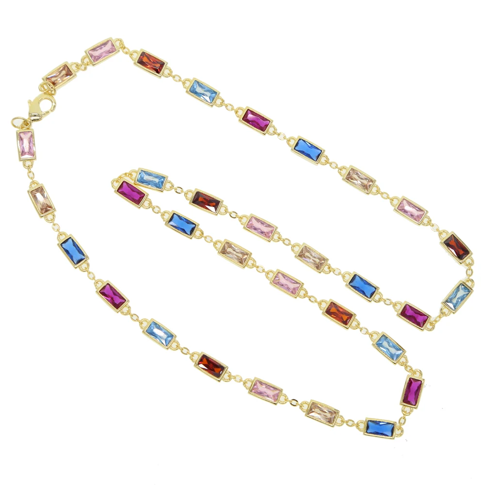 rainbow chain 45cm bezel baguette women tennis link chain fashion Modern jewelry colored CZ 2019 summer statement nice necklace
rainbow chain 45cm bezel baguette women tennis link chain fashion Modern jewelry colored CZ 2019 summer statement nice necklace