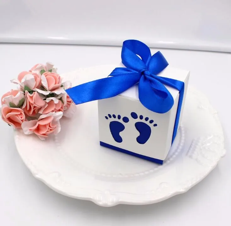 Lovely Baby Feet Foot Laser Cut Out Baby Shower Favor Gift Candy Box