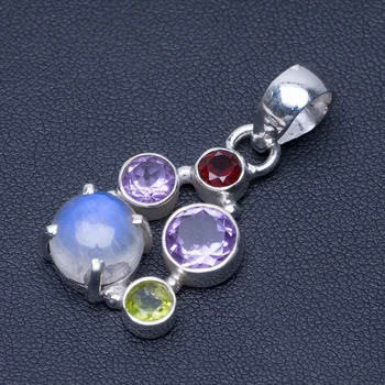 Natural Rainbow Moonstone,Amethyst,Peridot and Garnet Punk Style 925 Sterling Silver Pendant 1 1/2" Q0160
Natural Rainbow Moonstone,Amethyst,Peridot and Garnet Punk Style 925 Sterling Silver Pendant 1 1/2" Q0160
