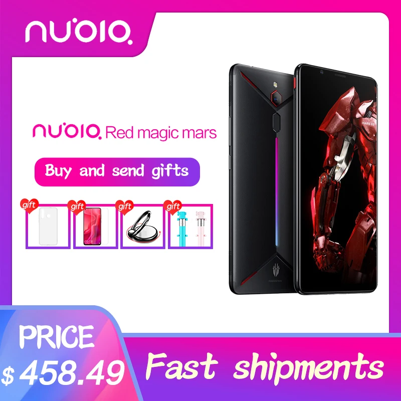

Original ZTE nubia Red Magic Mars Android 9.0 Game Phone 6.0" 6GB RAM 64GB ROM Snapdragon 845 Octa core Front 16.0MP Rear 8MP