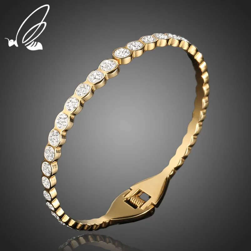Fashion Full Rhinestone Brilliant Cuff Bangles Bracelet 316L Stainless Steel Gold Wedding Open Bangle Jewelry For Women Armband
Fashion Full Rhinestone Brilliant Cuff Bangles Bracelet 316L Stainless Steel Gold Wedding Open Bangle Jewelry For Women Armband