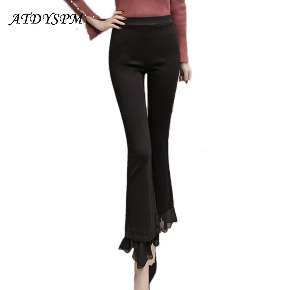 2019 Autumn Winter Women's Flare Pants Elegant Stretch Bodycon Pants High Waist Chiffon Stitching Casual Women Pants Trousers
2019 Autumn Winter Women's Flare Pants Elegant Stretch Bodycon Pants High Waist Chiffon Stitching Casual Women Pants Trousers