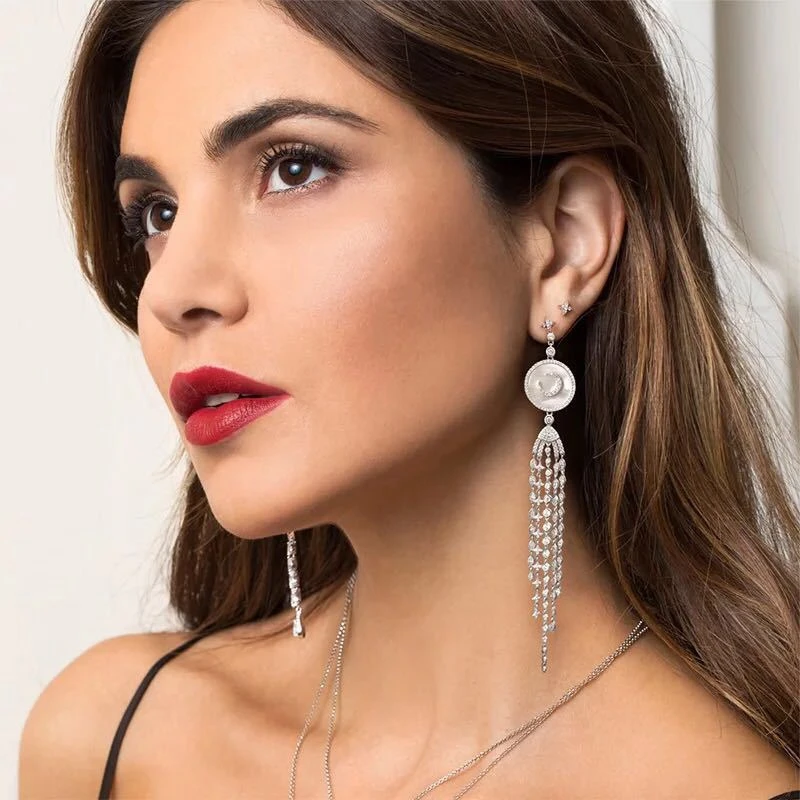 New Vintage Zircon Shell MAI Art Star Dangle Earring 925 Sterling Silver Round Moon Chain Monaco Earring Women Wedding Jewelry
New Vintage Zircon Shell MAI Art Star Dangle Earring 925 Sterling Silver Round Moon Chain Monaco Earring Women Wedding Jewelry