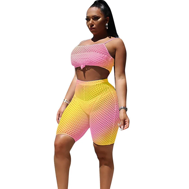 2019 New Women Summer Mesh See-through Beach Two Piece Set Sexy Hollow Out Tie Up Crop Top Shorts Suit Casual Tracksuit Outfits
2019 New Women Summer Mesh See-through Beach Two Piece Set Sexy Hollow Out Tie Up Crop Top Shorts Suit Casual Tracksuit Outfits