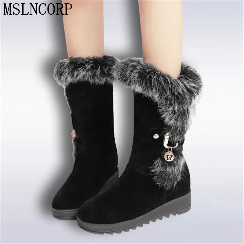 Autumn Winter warm Snow Boots Shoes Rabbit Fur Women Height Increasing Fashion Women's Boots Brand Woman Ankle Botas Size 34-43
Autumn Winter warm Snow Boots Shoes Rabbit Fur Women Height Increasing Fashion Women's Boots Brand Woman Ankle Botas Size 34-43